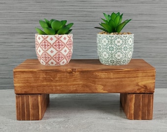 Decorative wood riser, wood plant stand, wood pedestal, wood tray, wood display stand, riser, table stand, table wood riser, rustic riser