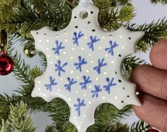 Ceramic snowflake ornament, handmade ornament, pottery ornament, unique ornament, Christmas ornament, ceramic sculpture, ceramic art, art