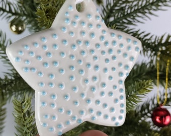 Ceramic star ornament, handmade ornament, pottery ornament, unique ornament, Christmas ornament, clay ornament, tree ornament, tree star