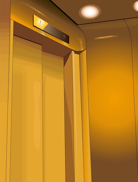 Download Yellow Elevator Poster Etsy PSD Mockup Templates