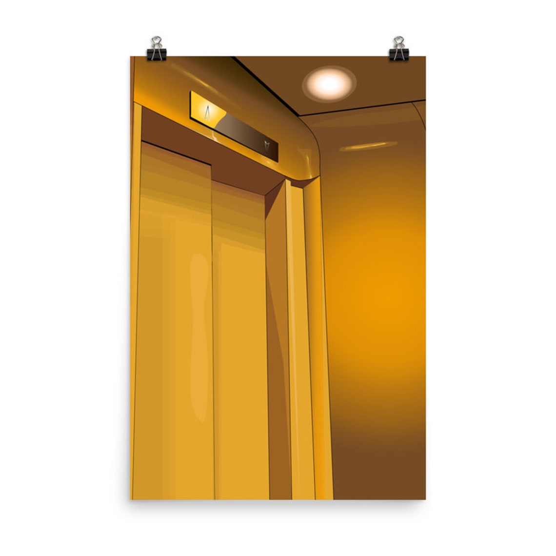 Yellow Elevator Poster Etsy