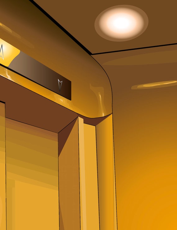 Download Yellow Elevator Poster Etsy PSD Mockup Templates