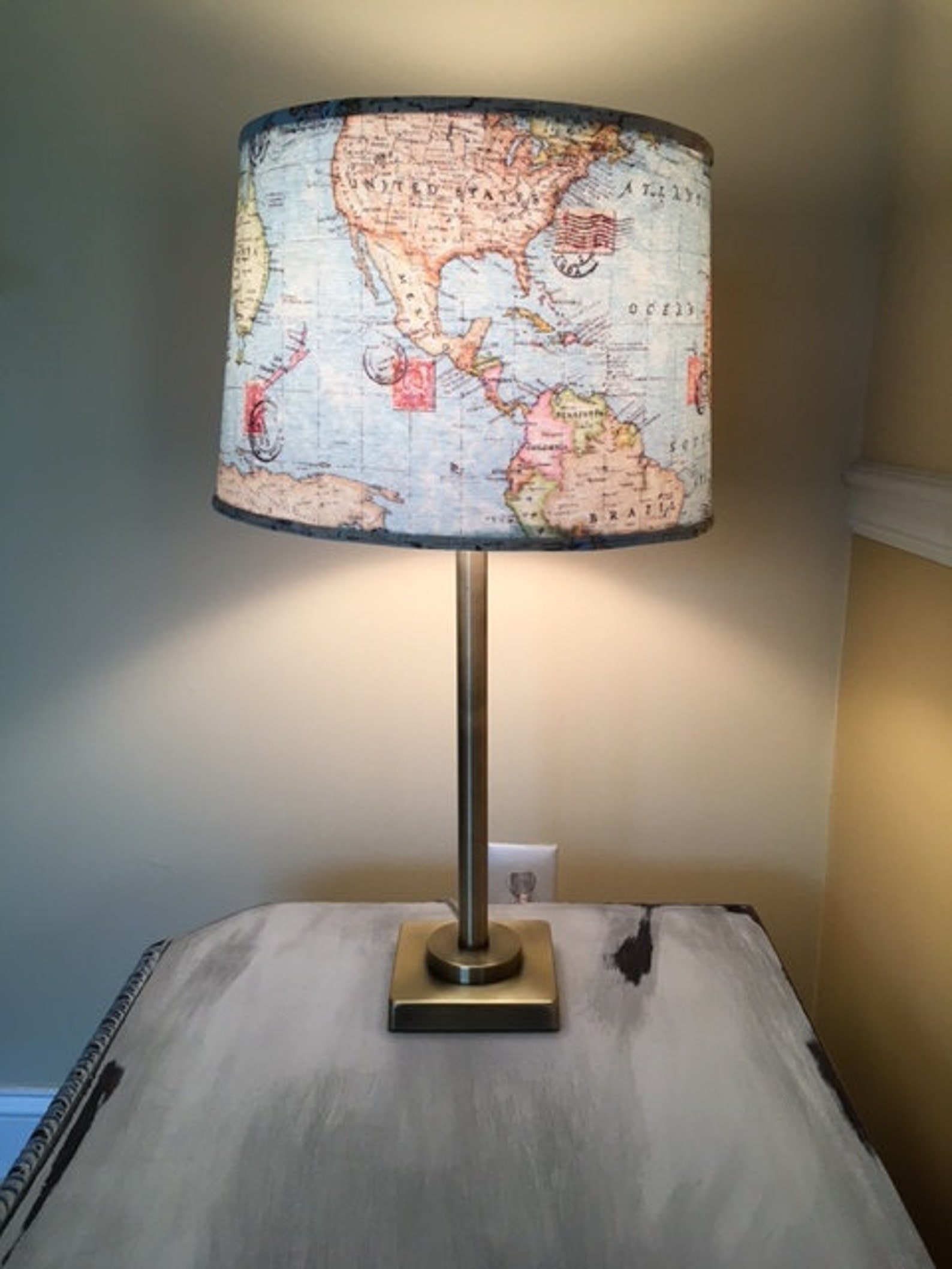 World Map Lamp Shade Etsy
