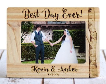 Wedding Frame, Personalized Wedding Gift, Wood Burned Frame, Rustic Wedding Frame, Best Day Ever! Gift for couple, Gift for Bride