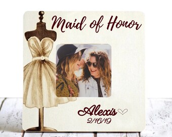 Personalized Maid/Matron of Honor gift, Engraved Picture Frame, Will You Be My, Wedding Party Friend Gift, Wedding Thank You
