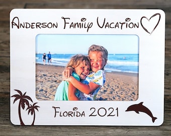 Personalized Engraved Picture Frame- Florida Vacation Frame -Summer Vacation Frame- Family Vacation, Beach Trip, Florida Vacation