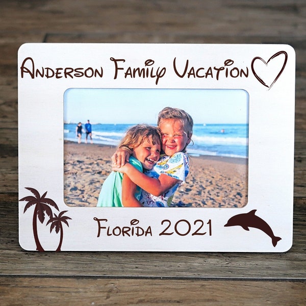 Personalized Engraved Picture Frame- Florida Vacation Frame -Summer Vacation Frame- Family Vacation, Beach Trip, Florida Vacation