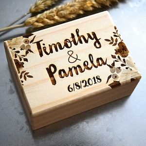Custom Wedding Ring Box, Wooden Ring Box, Wedding Gift, Ring Bearer Box, Engraved Wooden Box, Custom Names Ring Box, Ring Box