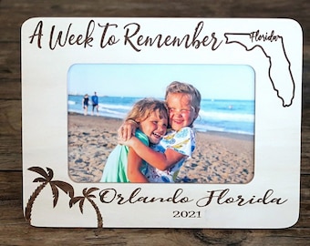 Personalized Engraved Picture Frame, Florida Vacation Frame -Summer Vacation Frame- Family Vacation, Orlando, Florida Vacation
