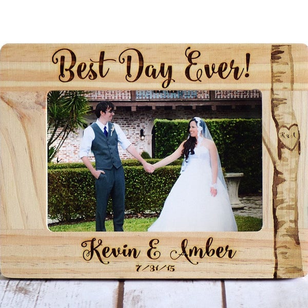 Wedding Frame, Personalized Wedding Gift, Wood Burned Frame, Rustic Wedding Frame, Best Day Ever! Gift for couple, Gift for Bride
