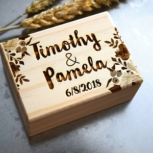 Custom Wedding Ring Box, Wooden Ring Box, Wedding Gift, Ring Bearer Box, Engraved Wooden Box, Custom Names Ring Box, With This Ring Box