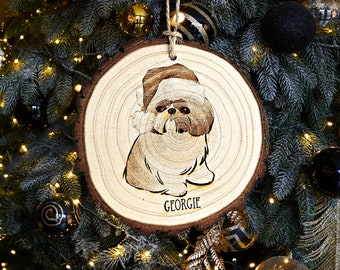 Shih Tzu Dog Breed Engraved Ornament | Kawaii Art Puppy Charm | Cute Animal Lover Pet Loss Memorial Gift