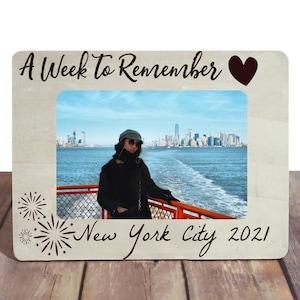 Personalisierter Bilderrahmen mit Gravur, New York Urlaubsrahmen - Sommer Urlaub Rahmen - Familienurlaub, NYC, New York Urlaub
