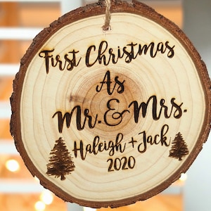 Engraved Christmas ornament, Ornament First Christmas Married Wedding Christmas Ornament - Newlywed Couple Gift
