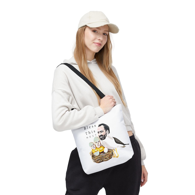 Eco-Friendly Tote Bag, Funny Gifts, Funny Tote Bag, Cage Free Birds, housewarming, meme gift, Bless this nest Cage Free Birds image 1