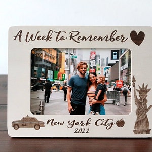 Personalized Engraved Photo Frame- Engraved Frame- Customized Gifts - New York Vacation Frame- Family Vacation- Birthday Gifts - New York