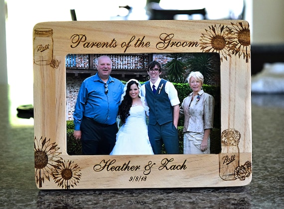 Personalised Glass Photo Frame Mother and Father of the Bride Groom Wedding Gift