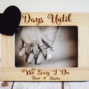 Engagement Gifts For Couple, Days Until We Say I Do, Wedding Countdown Chalkboard Sign, Engagement Gift For Her, Wooden Wedding Sign image 2