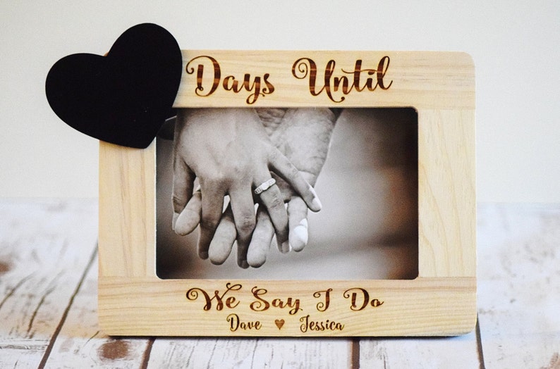 Engagement Gifts For Couple, Days Until We Say I Do, Wedding Countdown Chalkboard Sign, Engagement Gift For Her, Wooden Wedding Sign image 2