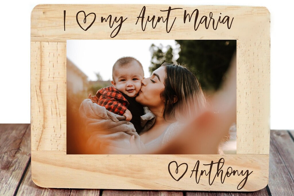 Cornice Portafoto 10x15 Per Zia – Regalo Da Nipote Con Frase Significativa, In Legno MDF, Pronta Da Regalare In Scatola