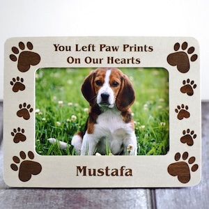 Personalized Pet Memorial Forever In Our Hearts Picture Frame -Cat or Dog -Fits 4x6 photo- In loving memory pet frame- pet memorial