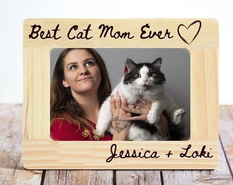 Marco de madera personalizado para mascotas: foto de gato personalizada