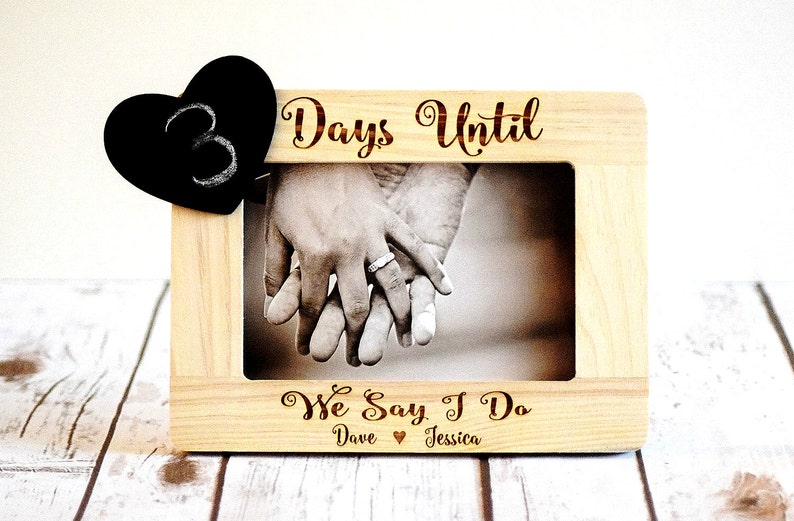 Engagement Gifts For Couple, Days Until We Say I Do, Wedding Countdown Chalkboard Sign, Engagement Gift For Her, Wooden Wedding Sign image 1