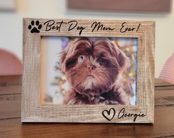 Marco de fotos personalizado de 5 x 7 para mascotas, grabado, para mamá de perro, regalo para el Día de la Madre