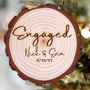 Engaged Ornament- Engagement Ornament- Engagement Gift- Custom Ornament-Engagement Announcement- Couples Ornament - Engraved