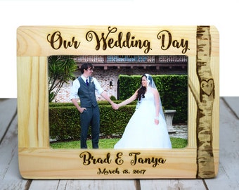 Personalized Wedding Frame- Wood Burned Picture Frame- Rustic Wedding Frame- Custom Frames