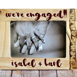 Personalized Engaged Picture Frame Gift Engagement Engraved Frame Engaged Gift Personalized Custom Picture Frame Recently Engaged Couple