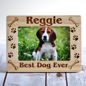 Personalized Pet Photo Frame – Engraved Wood, Dog Lover Gift