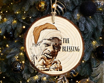 Funny 'The Bless-ing' Wood Slice Christmas Ornament, Gag Gift