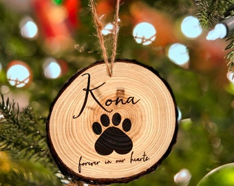 Ornement commémoratif personnalisé pour animaux de compagnie, cadeau de Noël de chat de chien, cadeau d’animal familier, ornement d’animal familier personnalisé, ornement de chien, ornement de chat, pour toujours dans nos coeurs