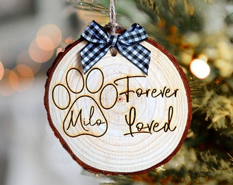 Engraved Wood Pet Ornament: Personalized Dog Memorial Gift