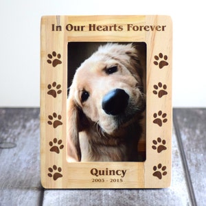 4x6 In Our Hearts Forever Personalized Wood Pet Memorial Picture Frame