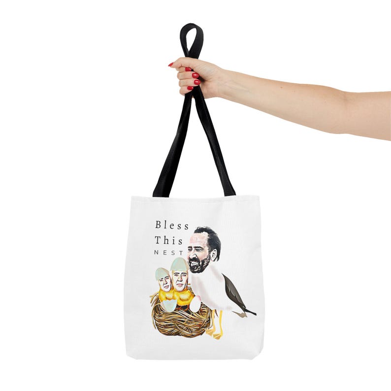 Eco-Friendly Tote Bag, Funny Gifts, Funny Tote Bag, Cage Free Birds, housewarming, meme gift, Bless this nest Cage Free Birds image 3