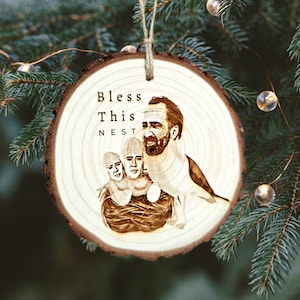Funny Christmas Ornament, Cage Free Birds, Christmas Gift, meme gift, Bless this nest, Office Party, White Elephant