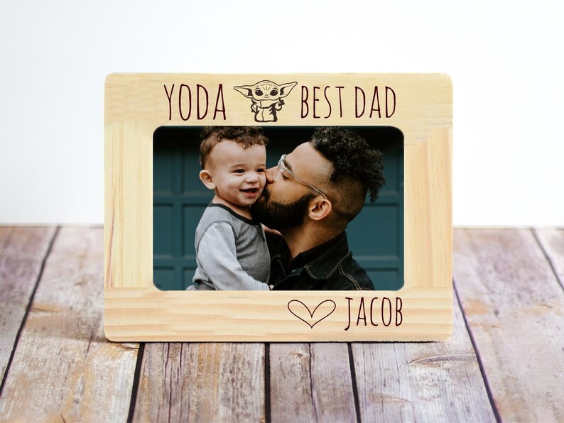 Engraved Picture Frame, Personalized Dad Picture Frame, Fathers Day Frame, Father's Day Gift, Gift from kids, Custom Frame, Baby Yoda 