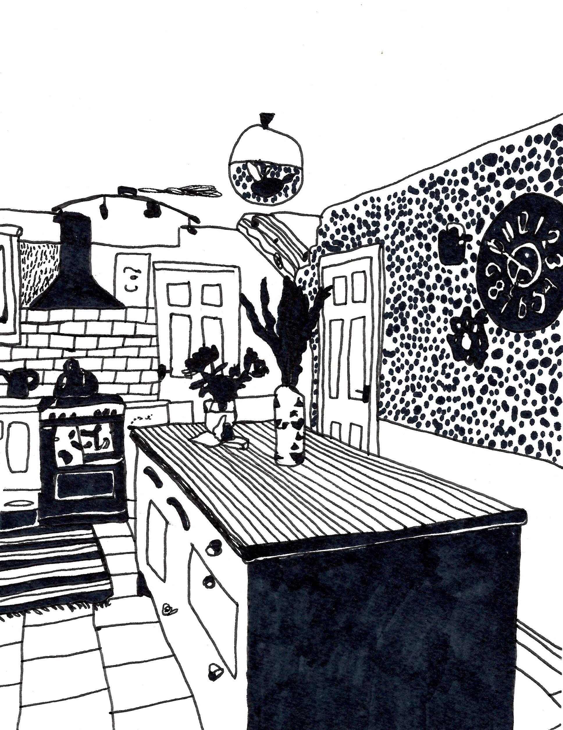 Dream kitchen ORIGINAL drawing 8x12 | Etsy