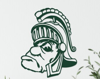 Vintage Michigan State Spartans Sparty Mascot Logo Block Etsy Vintage Michigan State Spartans Sparty Mascot Logo Block Etsy