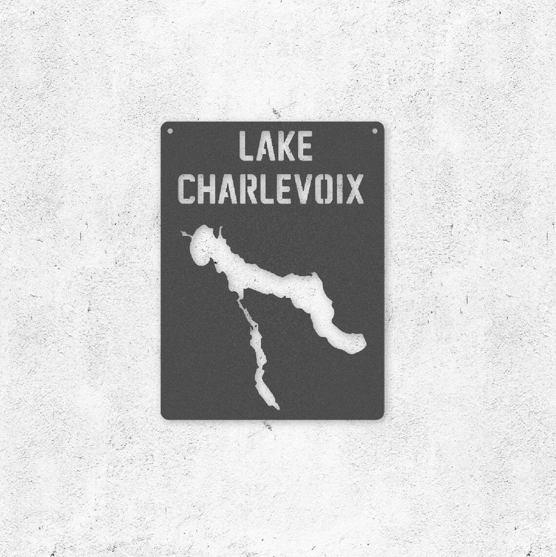 Lake Charlevoix Michigan Steel Lake Map Etsy