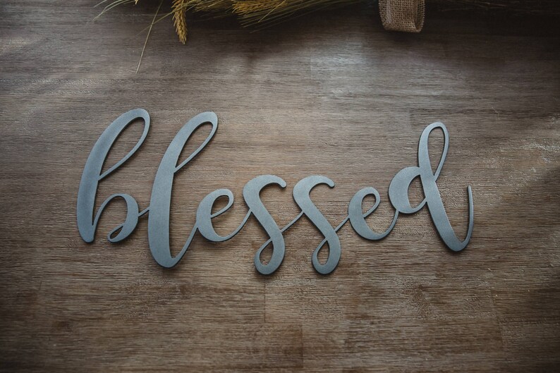 Blessed Cursive Steel Art | Etsy