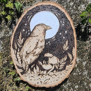 Crystal Beetle Wood Pyrography Piece – Bone and Raven