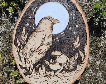 Crow Woodburn Art Pyrography