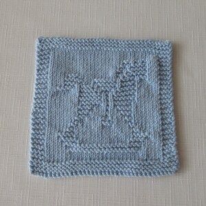 Baby Washcloth, Rocking Horse, Hand Knit