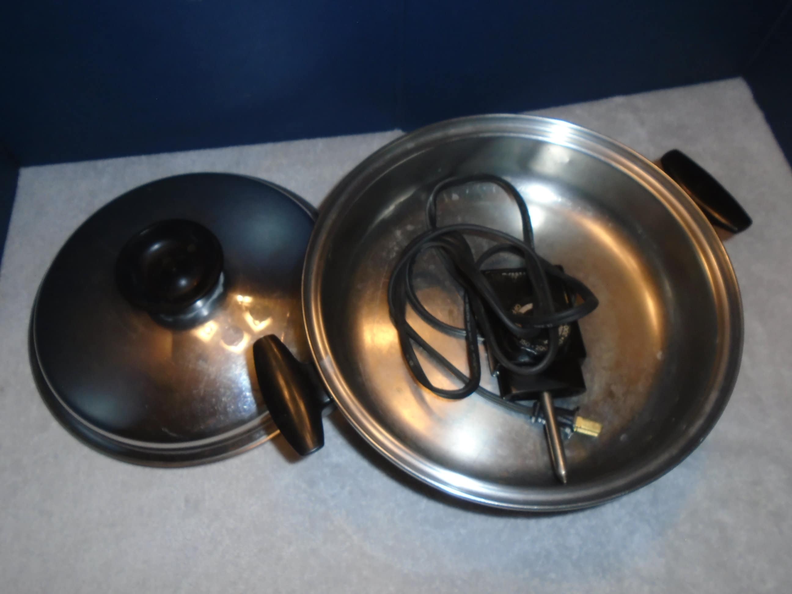 Vintage 60s Sunbeam Electric Skillet Cookmaster Aluminum Enamel Non Stick  Teflon Frying Pan Cord Vented Domed Lid Cast Aluminum Mid Century 