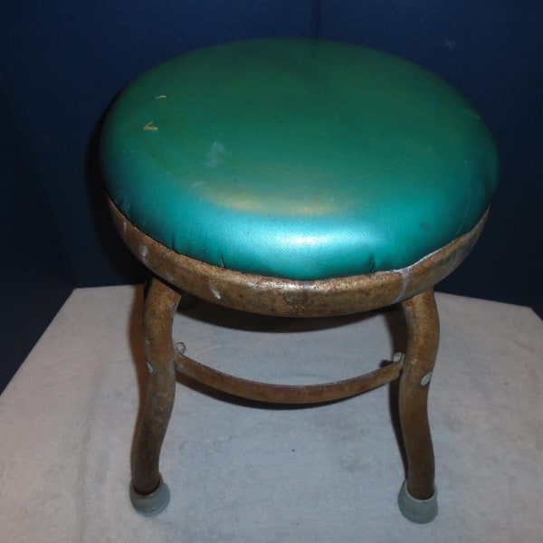 Vintage Cosco stool, Hamilton Mfg Cushioned metal stool