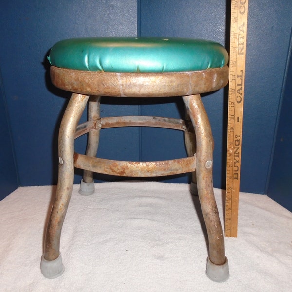 Vintage Cosco stool, Hamilton Mfg Cushioned metal stool