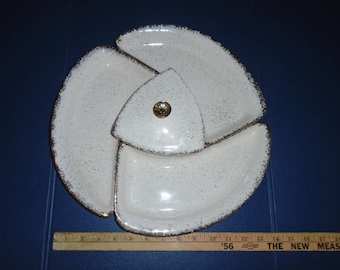 California USA Pottery   4 piece chip and dip  trays   pottery   Chip and Dip  Mid century pottery  Pottery  California pottery